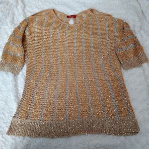 Santoori Gold with Silver Chainmail Cold shoulder top Large Unique Metallic